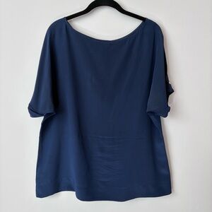 White House Black Market Navy Blue Silk Dolman Sleeve Blouse